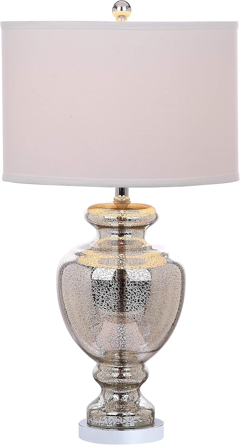 SAFAVIEH Lighting Collection Morocco Mercury Glass 28-inch Table Lamp Set of 2 with USB Charging Port (LED Bulbs Included)