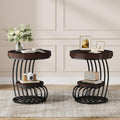 Tribesigns Round End Table Set of 2, 2-Tier Farmhose Wood Side Table with Shelf Storage, Small Sofa Side Bedside Nightstand, Accent Furniture for Living Room, Rustic Brown