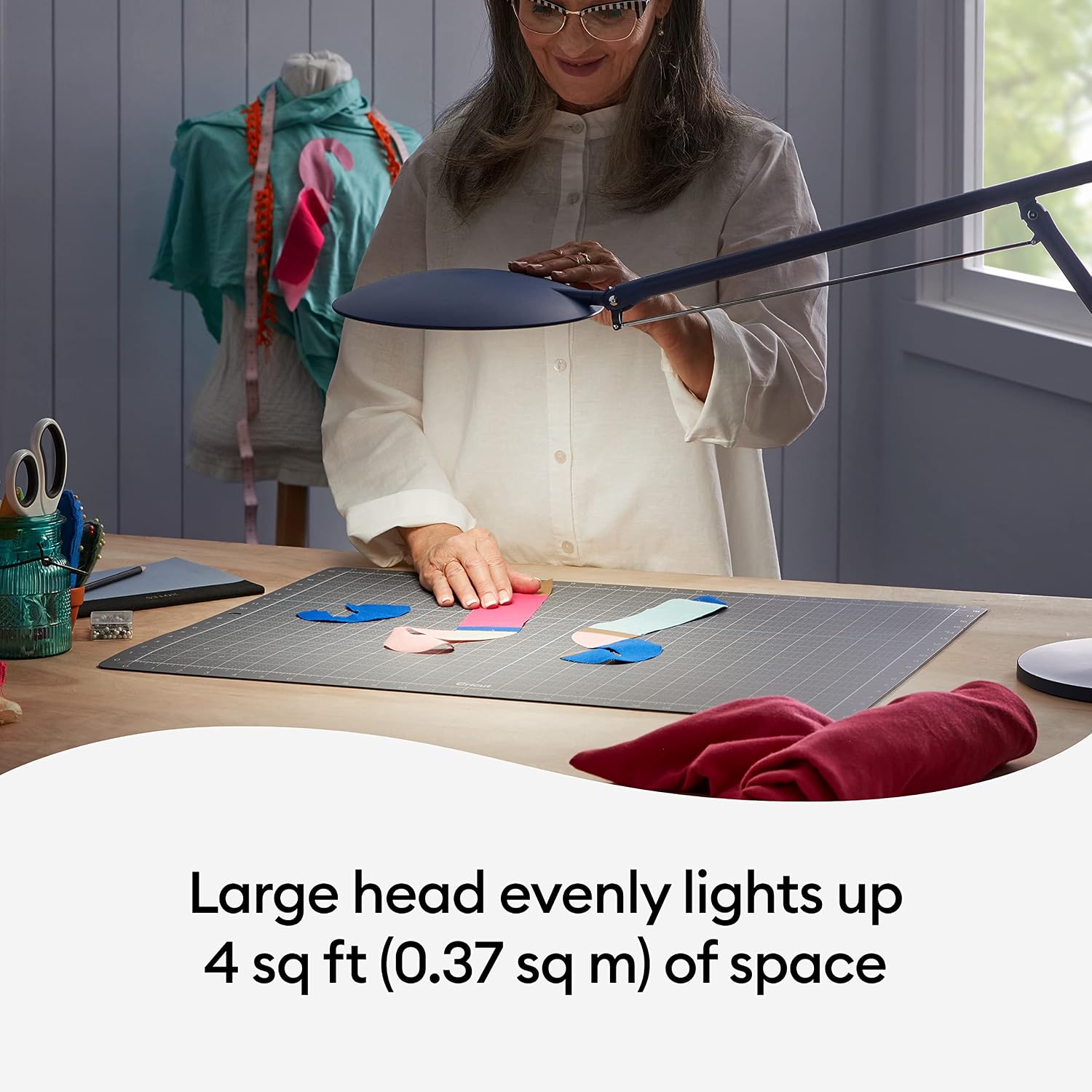 Cricut Bright Adjustable LED Desk Lamp with Swing Arm for Crafts, Bedroom, Home Office - Indigo