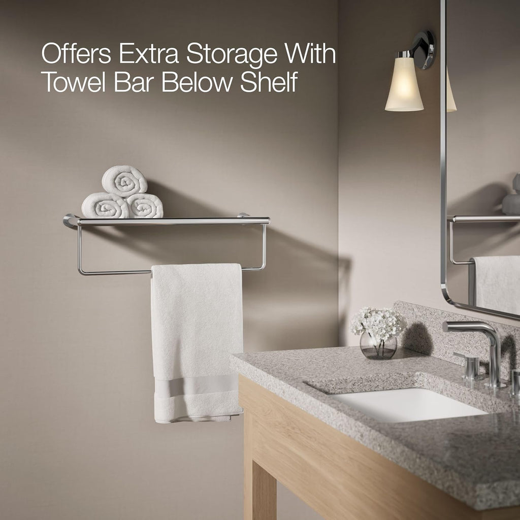 KOHLER Towel Rack by, Bathroom Towel Shelf Hotelier, Kumin Collection, Polished Chrome, K-24552-CP