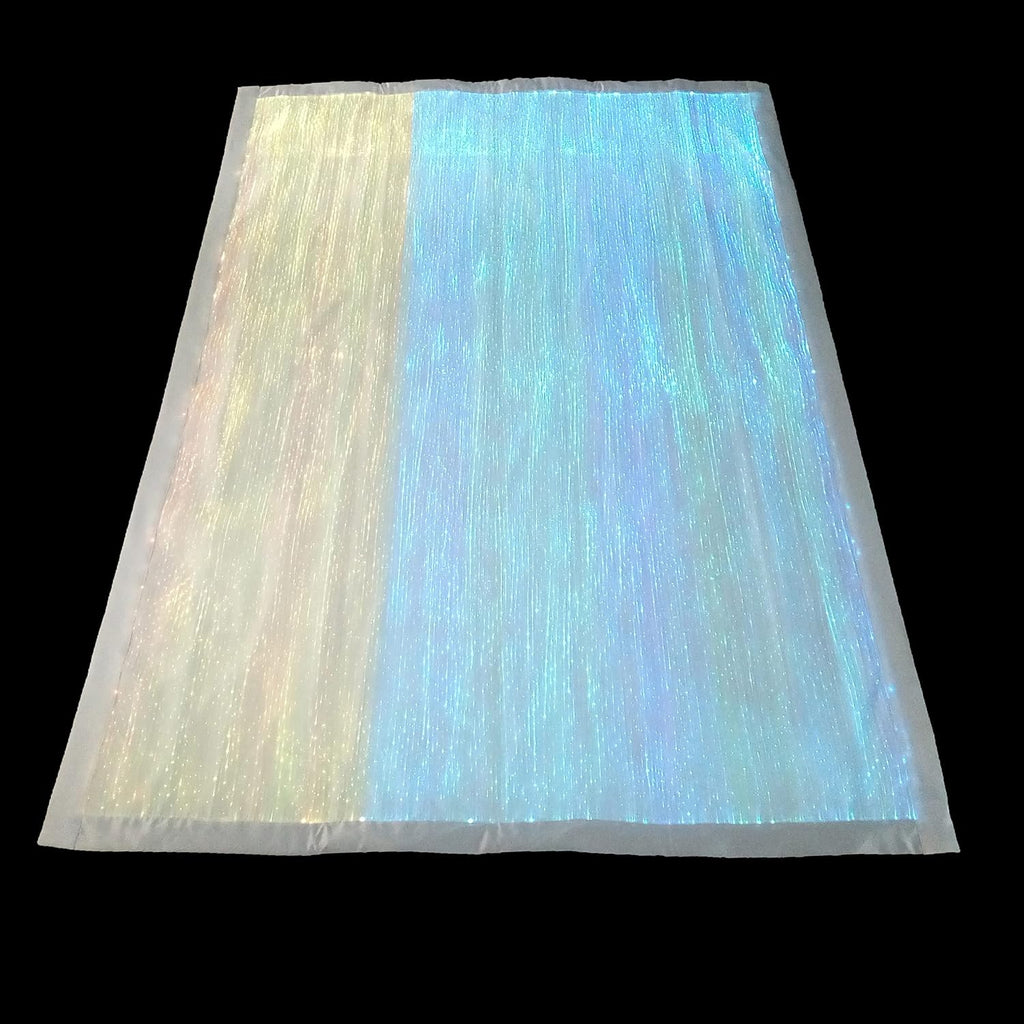 LED Table Cloth Cover - Fiber Optic Fabric Light Up Bar Disco Dinning Rectangle Tablecloth Birthday Party Wedding (White Fabric, L100*W150CM (L3.3*W4.9FT))