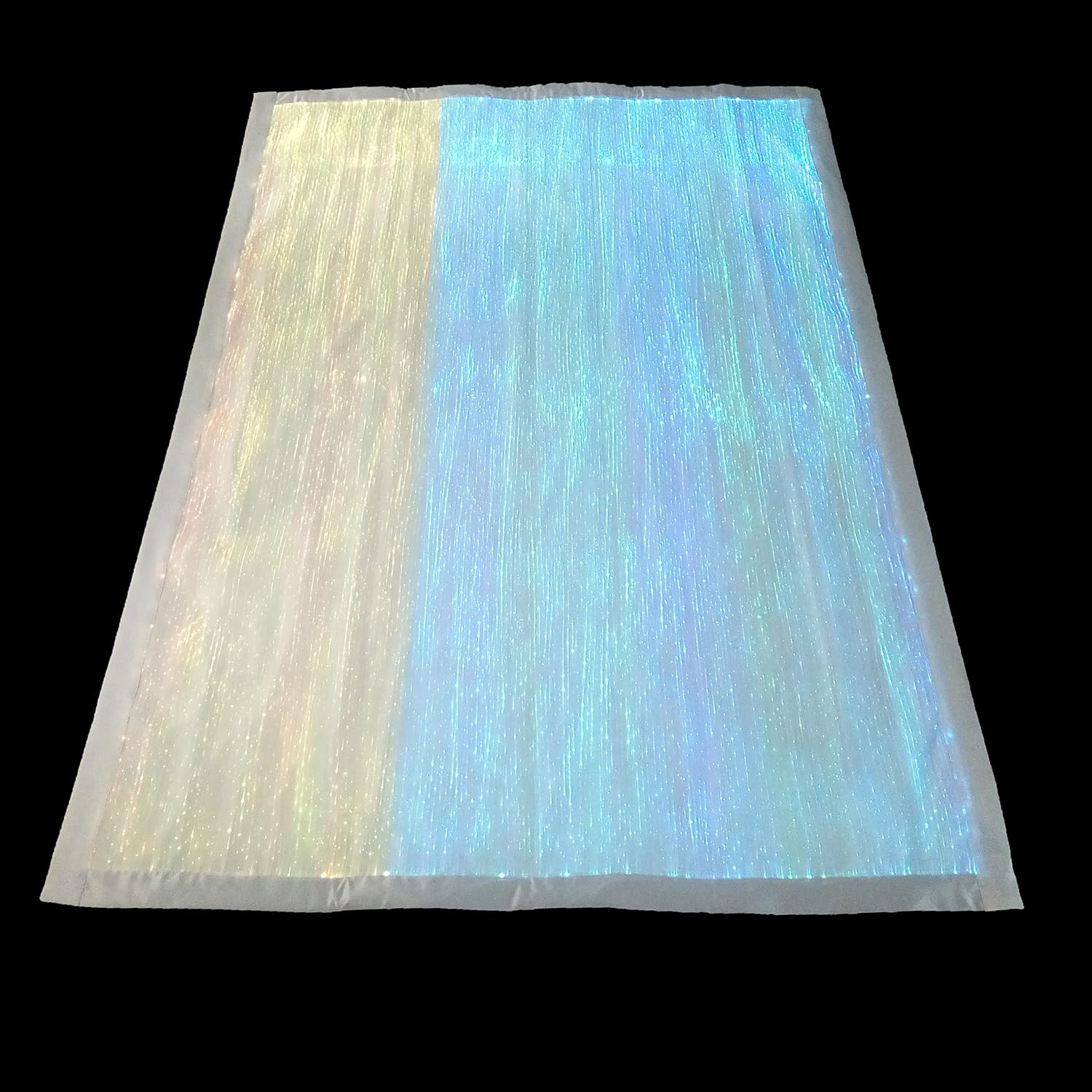 LED Table Cloth Cover - Fiber Optic Fabric Light Up Bar Disco Dinning Rectangle Tablecloth Birthday Party Wedding (White Fabric, L100*W150CM (L3.3*W4.9FT))