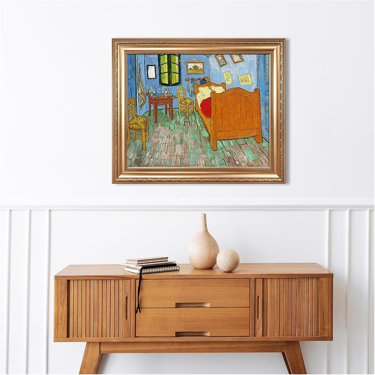 Bedroom in Arles by Vincent Van Gogh Framed Size:30x36 inches,Image Size:24x30 inches,Golden Frame The World Classic Art Reproductions,Wall Art for Home Decor