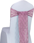 MDS® Pack of 75 Lace Chair Sashes for Weddings, Decorative Floral Lace Chair Bows Bands for Banquet, Reception, Anniversary, Bridal Shower, Birthday, Party, Ceremony & Event Décor - Dusty Pink