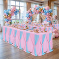 Besutolife Blue Pink Tulle Tablecloth for Rectangle Tables 6ft 3 Sides for Wedding Birthday Party Baby Shower Cake Dessert Buffet Banquet Table Decorations 6Pack