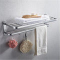 Bathroom Shelf Wall Floating Bathroom Bathroom Double Towel Rack Towel Shelf with Two Towel Bars and Hooks Design 24.9 Inch Wall-Mounted Bath Towel Racks Aluminum Floating Shelves Corner Shower Caddy