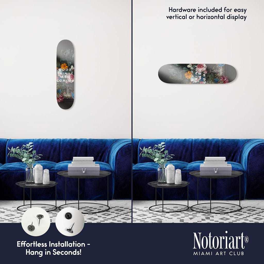 Modern Typography Acrylic Wall Art Die-Cut Easy-to-Hang, 1 Panel 8' x 32', Good Things Skateboard