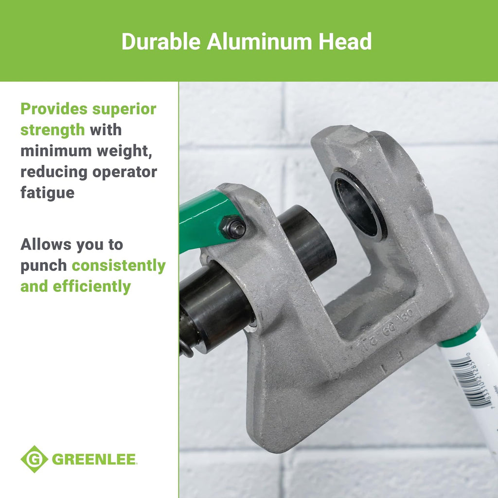 Greenlee 710 1-11/32' Manual Metal Stud Punch Tool with Aluminum Head and Contoured Handle, 1-11/32' Diameter Self-Stripping Stud Puncher