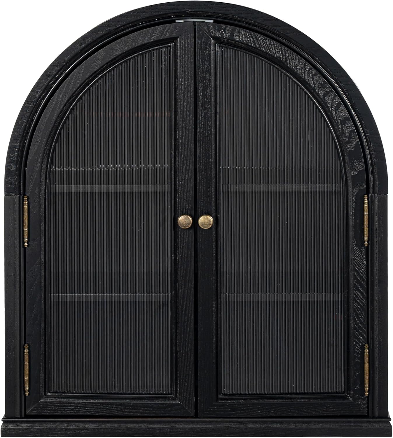 Chogori Solid Wood Arched Bathroom Wall Cabinet, 27x24x9 Inch Over The Toilet Storage Cabinet with Acrylic Doors & 3 Adjustable Shelves, Wall Mounted Cabinet for Bathroom, Kitchen, Laundry Room, Black