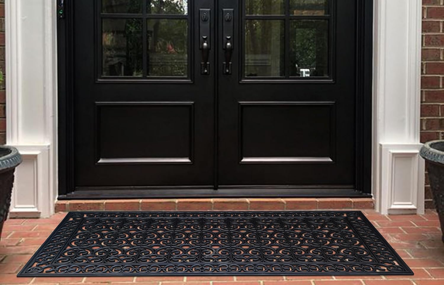A1HC Large Outdoor Rubber Door Mat 30'x60' - Heavy Duty Non Slip Waterproof Floor Mat, Dirt Trapper Shoe Scraper, All Weather Drainage Doormat for Front Door, Entryway, Patio, Indoor Outdoor Use