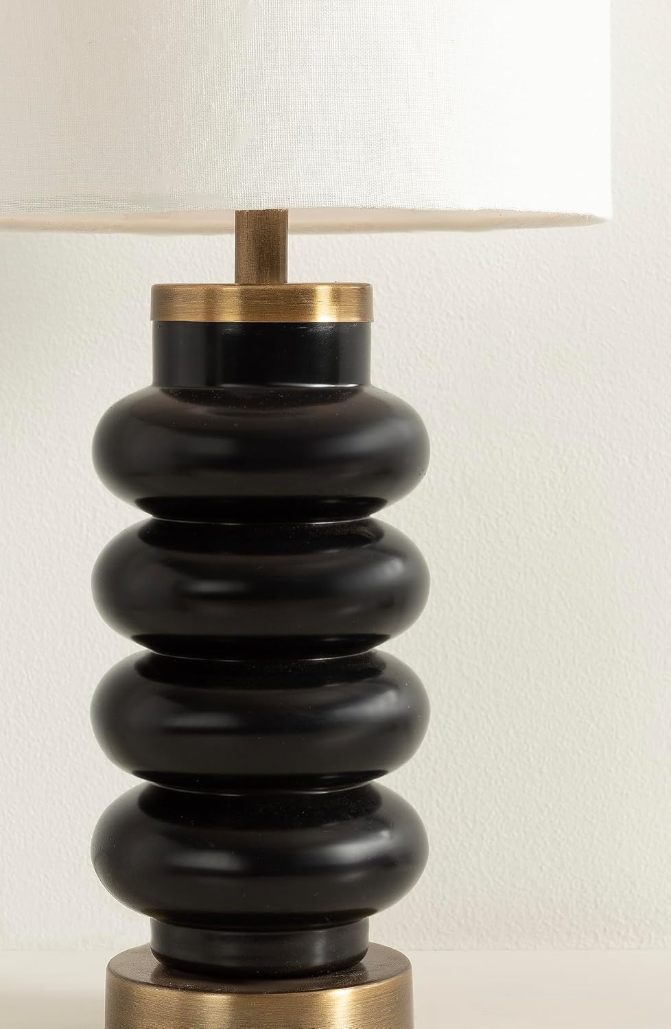 Kate and Laurel Rogala Modern Glass Bedside Table Lamp, 8 x 8 x 18, Blake and Antique Brass, Decorative Sculpted Bubble Tabletop Desk Lamp with Linen Shade for Living Room Decor
