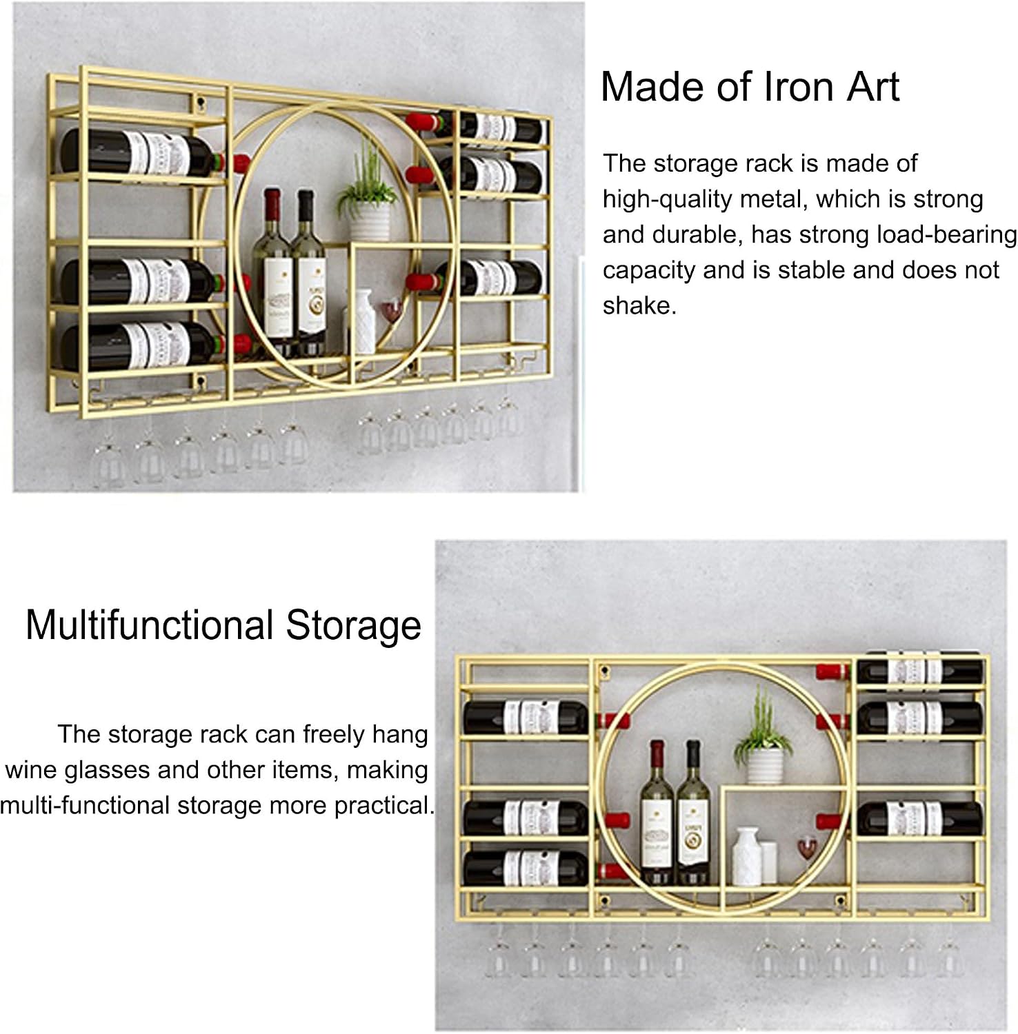 Wall Mounted Wine Rack with Hanging Glass Storage Black Liquor Shelf for Wine Bottles and Glasses Mini Bar Shelves for Corner Coffee Cabinet Stylish Storage Solution for