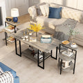 Lamerge Coffee Table Set of 3,Rectangle Coffee Table&2 Accent Table,Faux Marble Tabletop,3 Piece Living Room Table Sets with Multi Tier Storage, for Small Space, Apartment, Gray