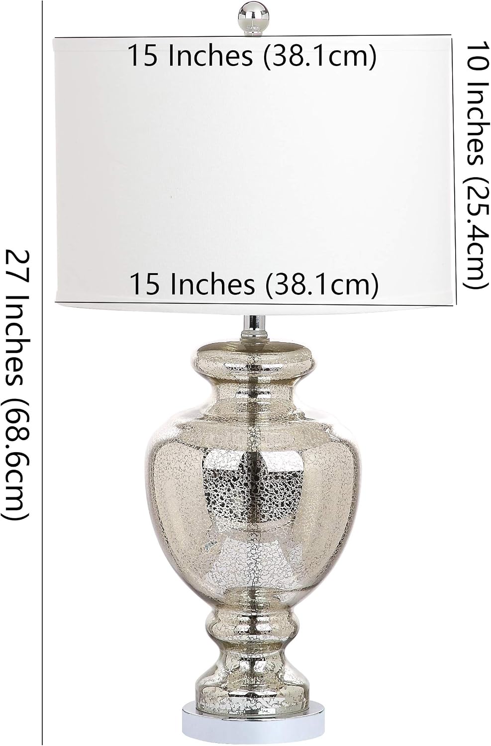 SAFAVIEH Lighting Collection Morocco Mercury Silver Crackle Glass 28-inch Bedroom Living Room Home Office Desk Nightstand Table Lamp Set of 2 (LED Bulbs Included)