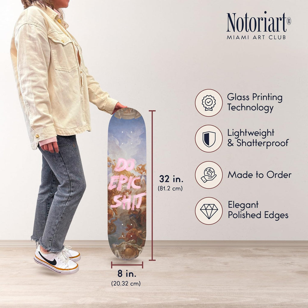 Modern Typography Acrylic Wall Art Die-Cut Easy-to-Hang, 1 Panel 8' x 32', Do Epic Skateboard