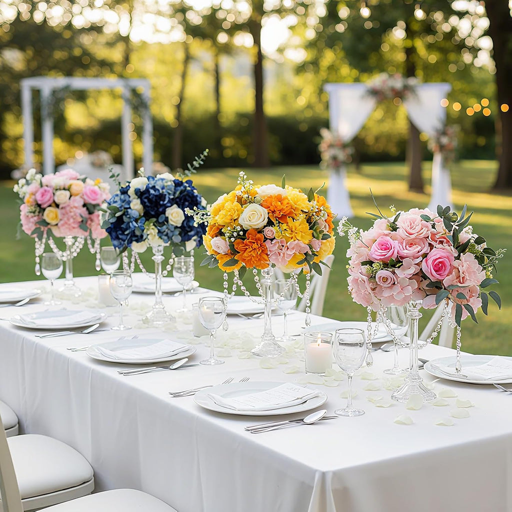12 Set Wedding Centerpieces for Tables 12 Glass Flower Stands for Wedding 12 Acrylic Crystal Strings 72 Acrylic Crystal Ornament Beads for Party Christmas Party Tabletop Decoration