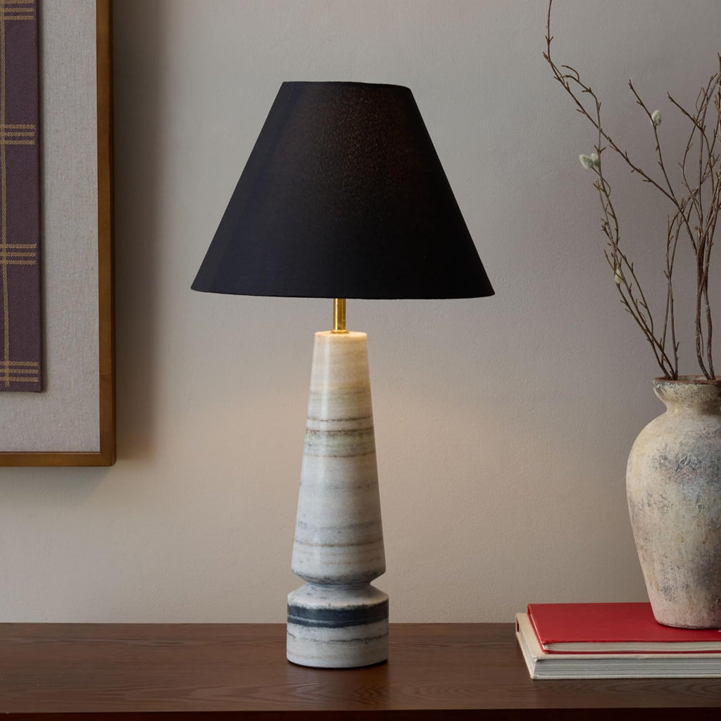 SAFAVIEH Lighting Collection Jules White & Black Marble 22-inch Table Lamp for Bedroom, Living Room, Home Office, Desk, Nightstand