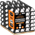 Xpose Safety 72' Heavy Duty Rubber Parking Stopper – Bulk Half Pallet 24 Pack Wheel Blocks for Garage, Driveway, or Ramp – Car Bumper Stop with White Reflective Strips – Removable Floor Mount