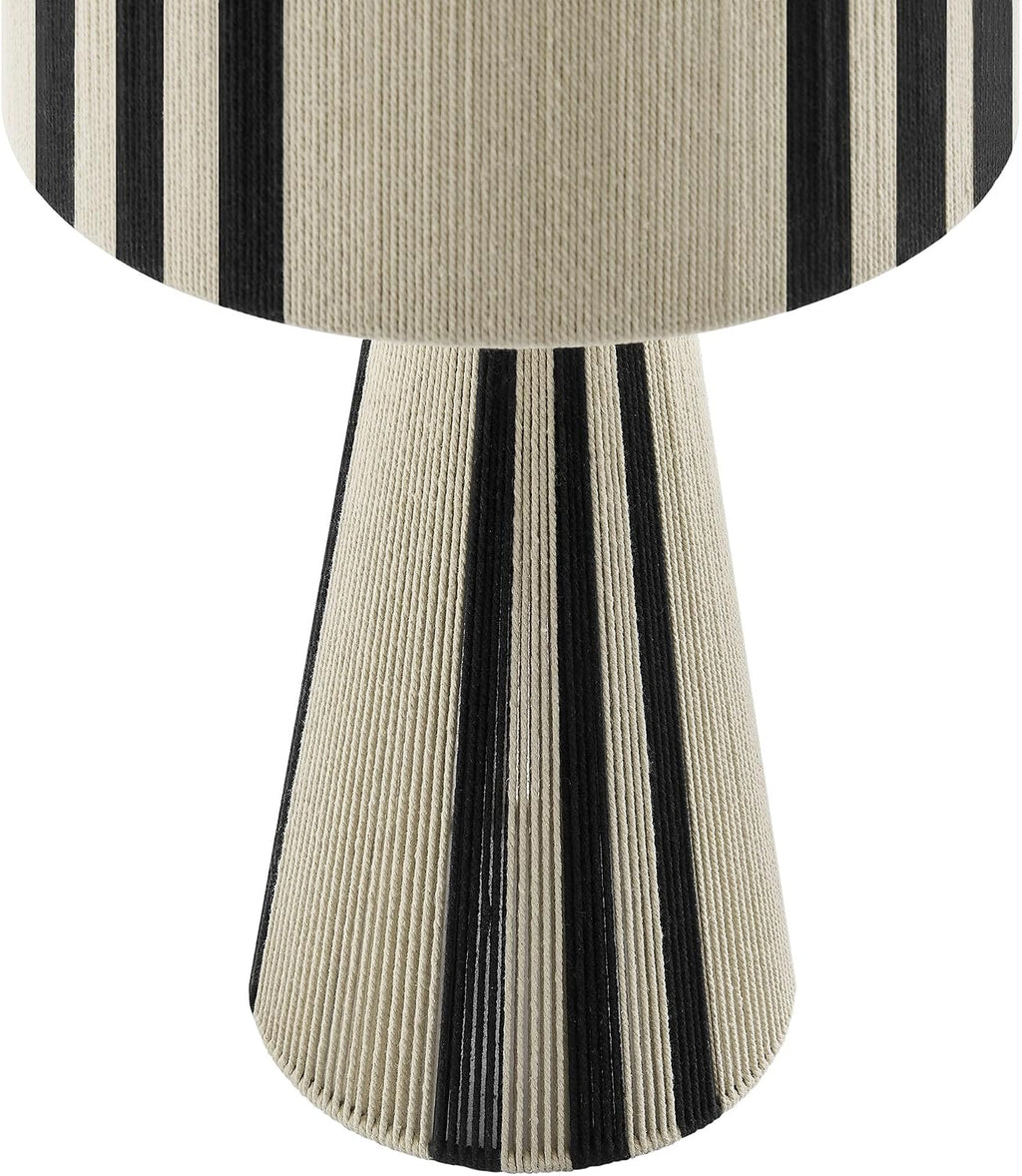 Modway Gia Vintage Modern Cotton Thread Table Lamp in Black - Unique Retro Boho Accent Lamp with Metal Base and Repeating Stripes Design