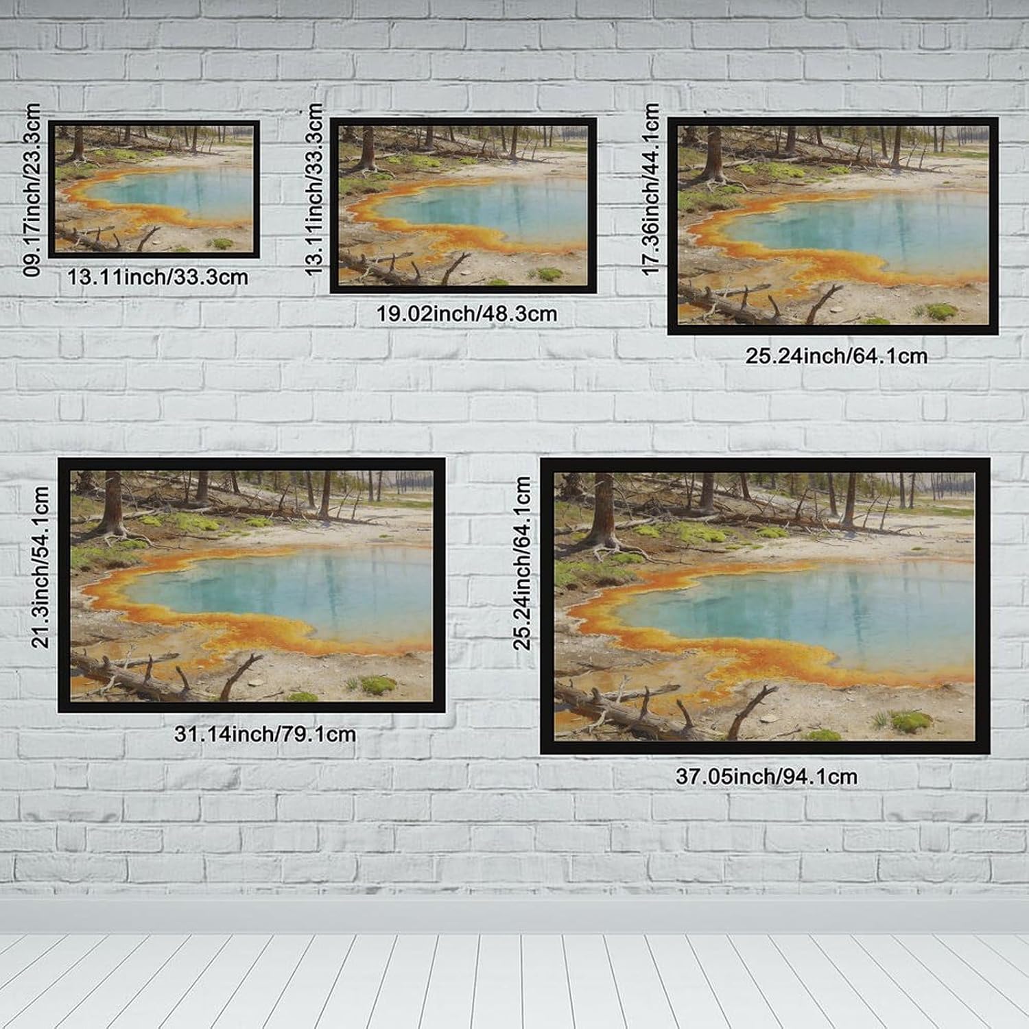 Colorful Hot Spring Pool Wall Art Canvas Print, Pastel Mineral Water Landscape Painting, Modern Nature Decor for Living Room Bedroom Office 24x36in