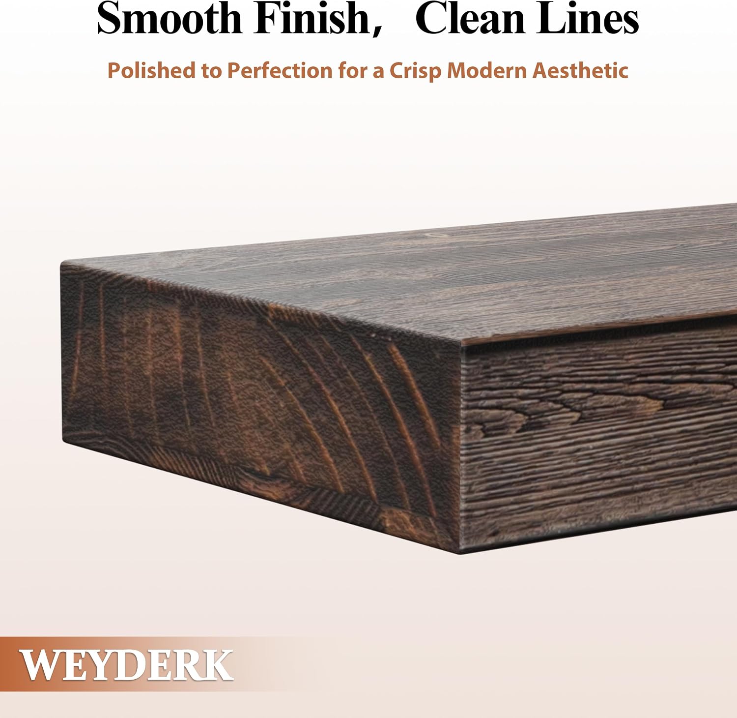 72 Inch Fireplace Mantel Shelf - 8' Deep Solid Wood Floating Mantel for Over Fireplace - 120LBS with Invisible Bracket - Handcrafted TV Decor for Livingroom & Bedroom -Charred Rustic Brown