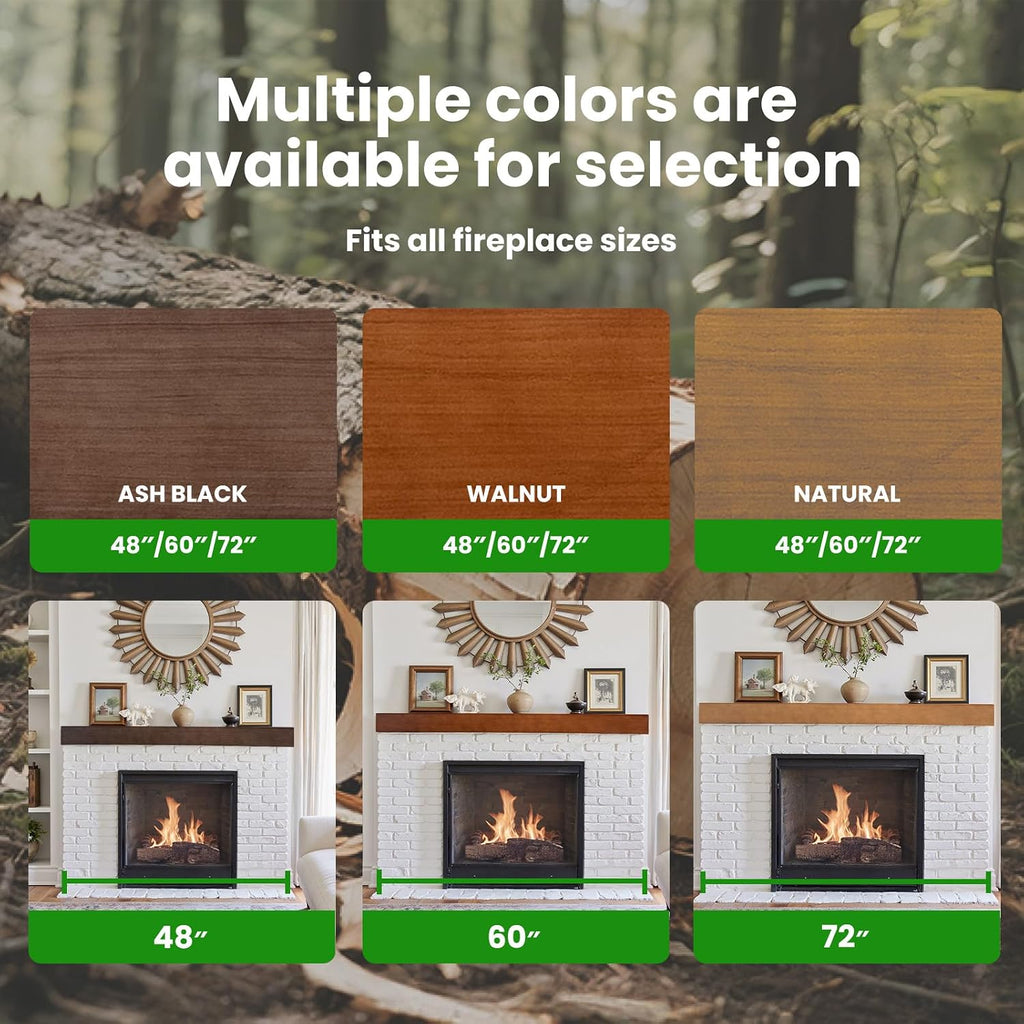 Fireplace Mantel 72inch - Solid Wood Mantel Shelf with Hidden Brackets | Floating Mantle Shelves Decor for Wall, Bedroom,TV,Livingroom(Ash Black,72in)