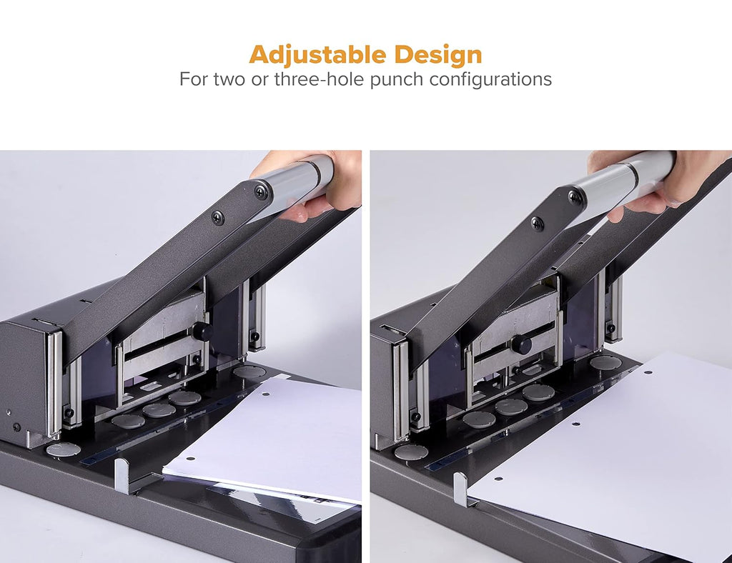 Bostitch 03200 Xtreme Duty 2-3 Hole Punch, 160-Sheet Capacity, Black/Silver