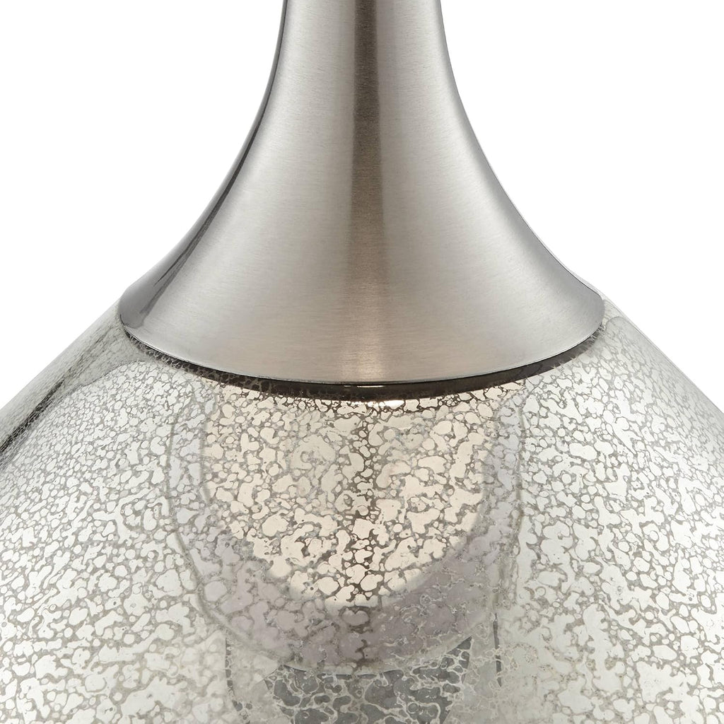 Possini Euro Design Swift Modern Table Lamp 30 1/2' Tall Mercury Glass Chrome Metal Neck Twin Double Drum Shade Decor for Bedroom Living Room House Bedside Nightstand Home Office Entryway Family