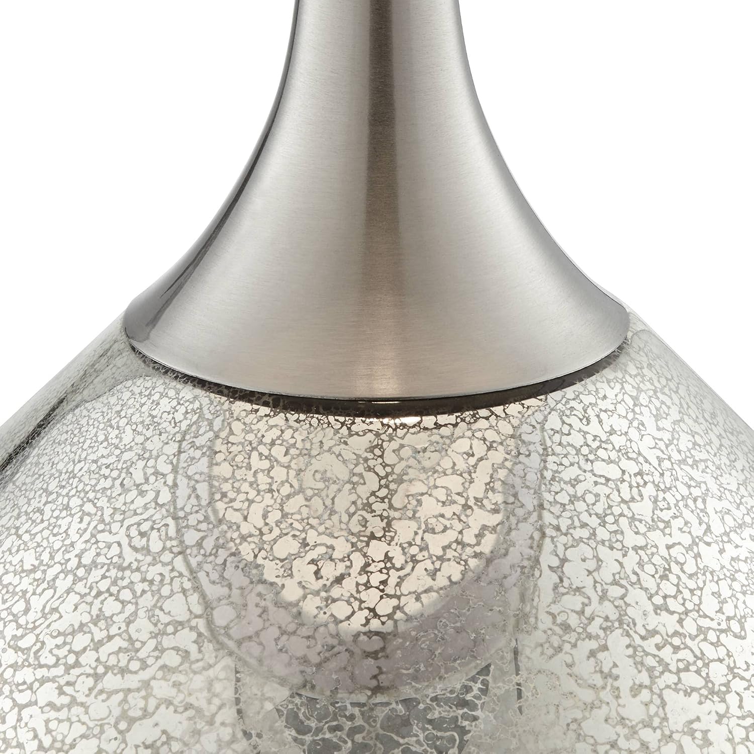 Possini Euro Design Swift Modern Table Lamp 30 1/2' Tall Mercury Glass Chrome Metal Neck Twin Double Drum Shade Decor for Bedroom Living Room House Bedside Nightstand Home Office Entryway Family