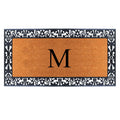 A1HC Natural Coir Doormat for Outside Entrance, Anti-Shed Treated Front Door Mat 30' x 60', Long Lasting Front Porch Entry Matt Monogrammed - M (Plain Black)