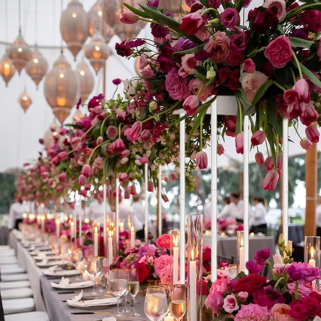 10Pc Tall Acrylic Vases Wedding Centerpieces for Tables - 20inch Clear Floral Stand Column Geometric Centerpiece Stands for Wedding Birthday Party Home Table Decorations