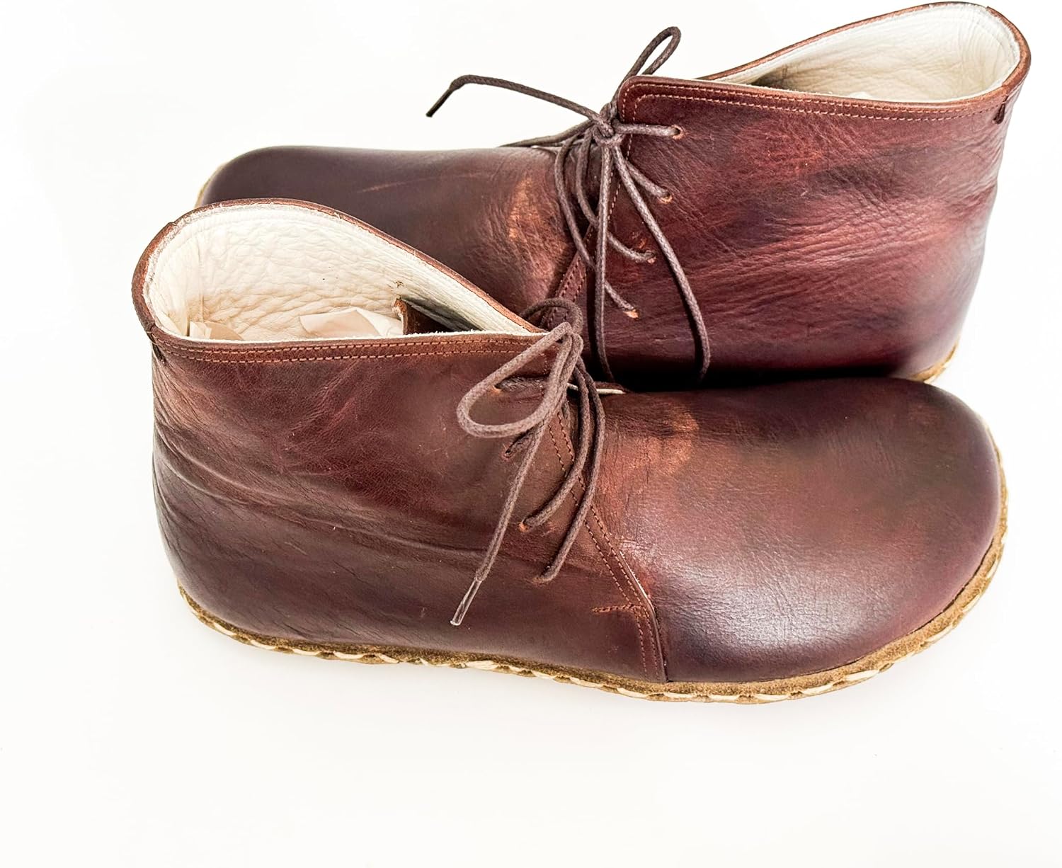 Handmade Leather Grounding Shoes with Copper Rivets | Wide Toe Box Boot | Natural Leather Barefoot Boot | Bitter Brown