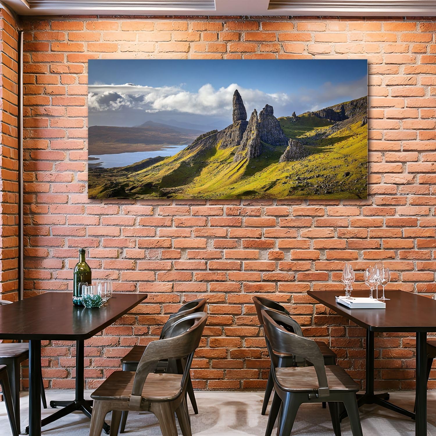 Large Canvas Wall Art 30x60in View Old Man Storr Isle Skye Scotland Mountain Nature Painting for Living Room Bedroom Dining Room Wall Decor Home Decorations Aesthetic Artwork Ready To Hang