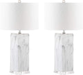 SAFAVIEH Lighting Collection Olympia Black/White 29-inch Table Lamp Set of 2 with USB Charging Port (LED Bulbs Included)