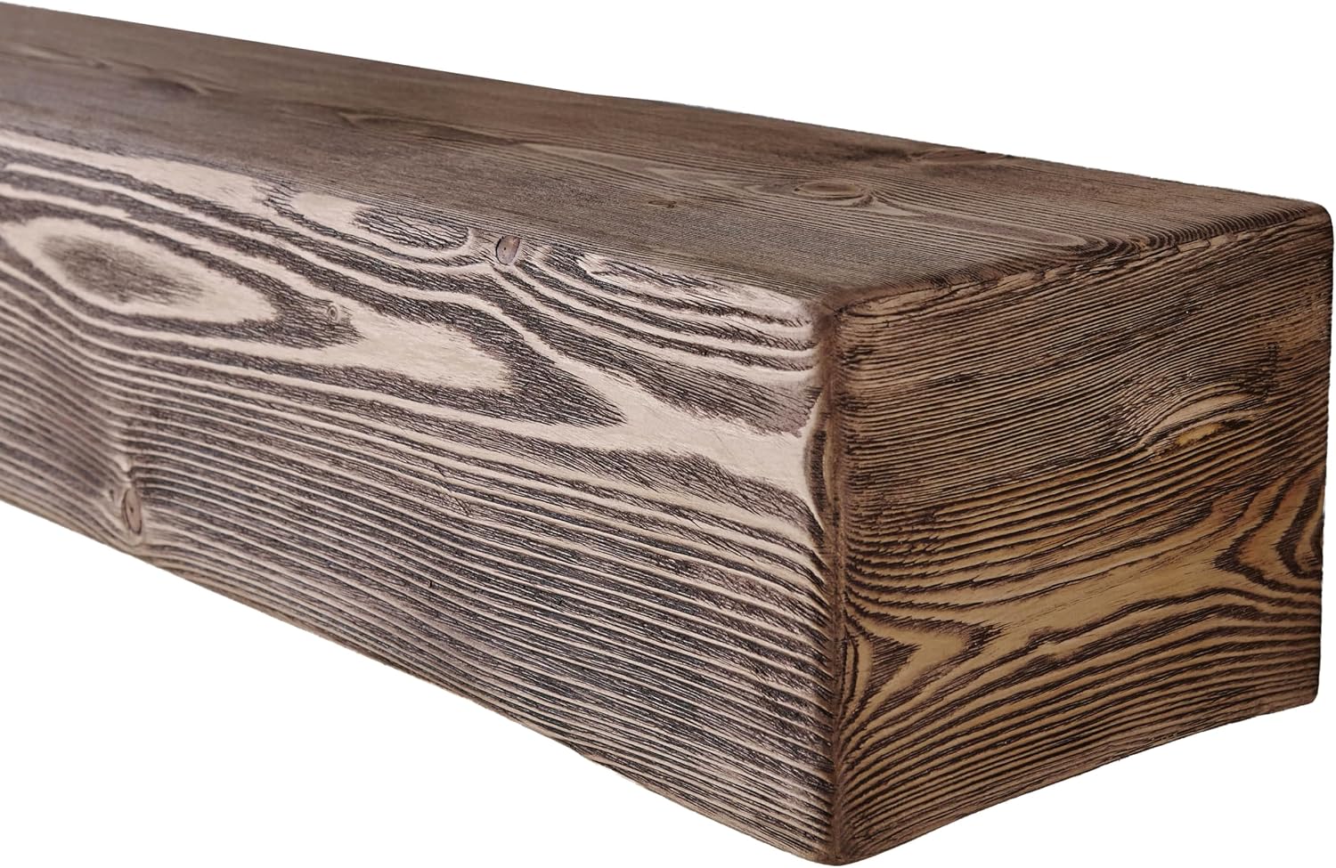 Handmade Fireplace Mantel Shelf 61', Extra Wide Rustic Wood Mantles for Over Fireplace, Wall Mounted Floating Mantel Shelves for Living Room Decor (Dark Rustic, 61Lx6Hx8D inches)