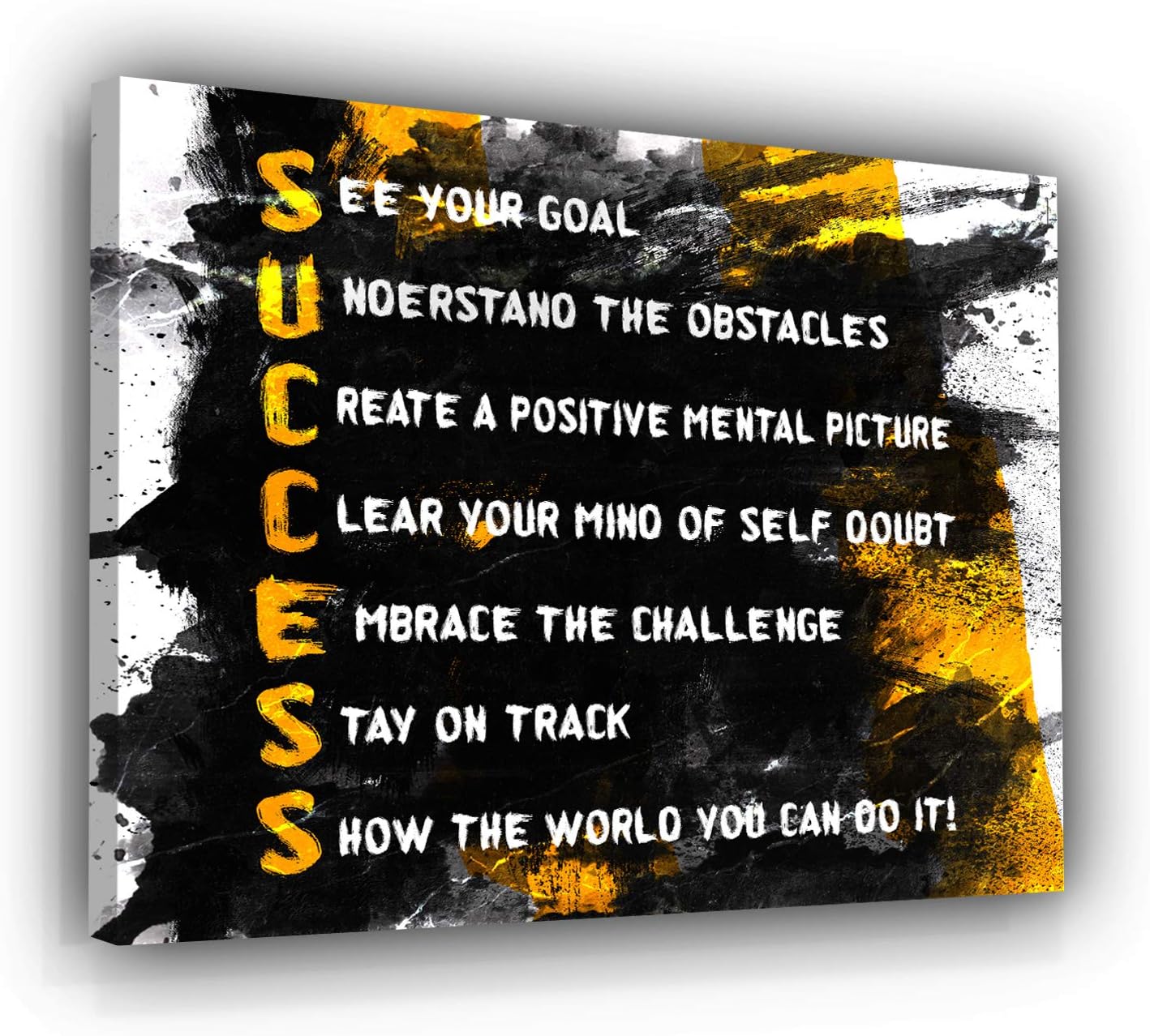 Success Ingredients Wall Art Office Decor Motivational Canvas Print Successful Quote, Inspirational Succeed Sign Goal, Obstacles, Self-Doubt (30' x 40')