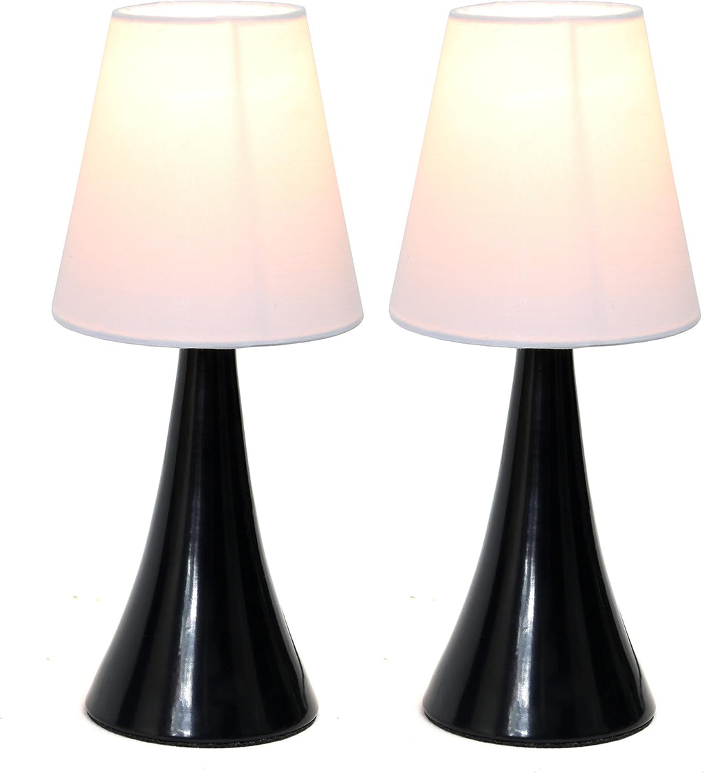 Simple Designs LT2042-BLK-2PK Valencia Colors 2 Pack Mini Touch Table Lamp Set with Fabric Shades, Black & White (Pack of 6, 12 Count Total)