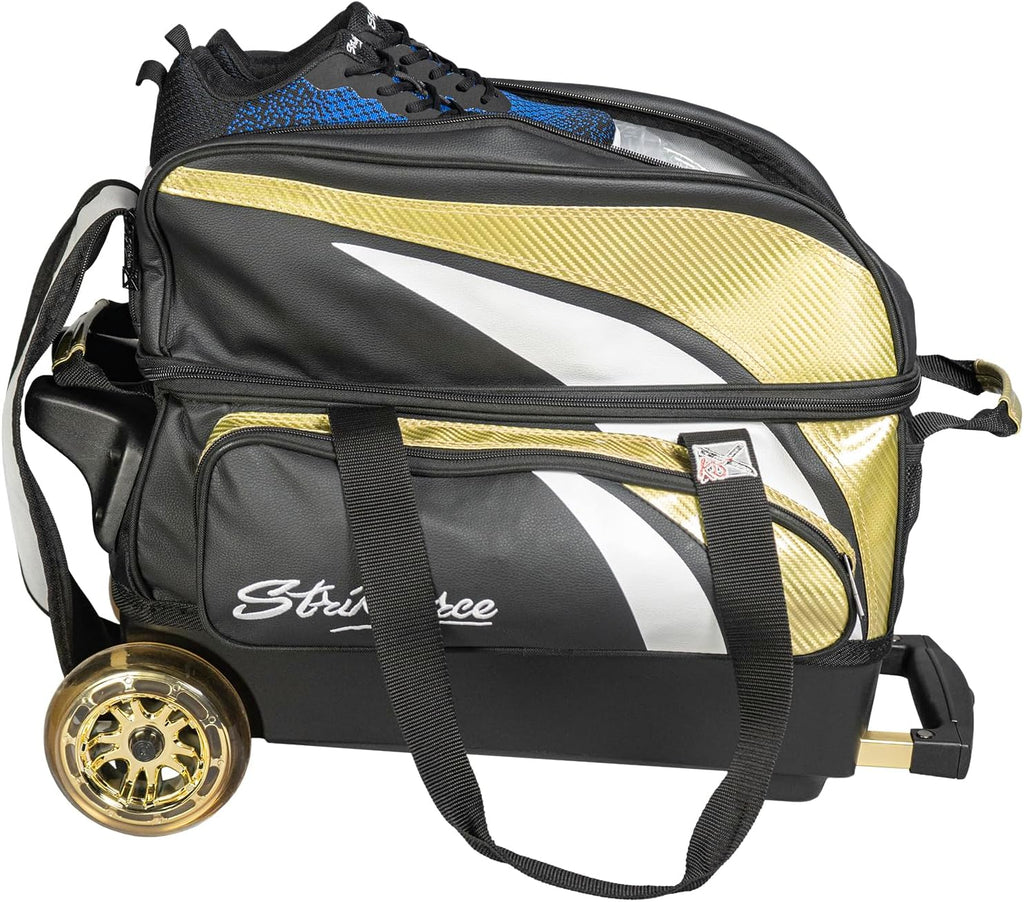 KR Strikeforce Cruiser Lux Double Bowling Ball Roller Bag with Upper Shoe Compartment and Side Accessory Pouch