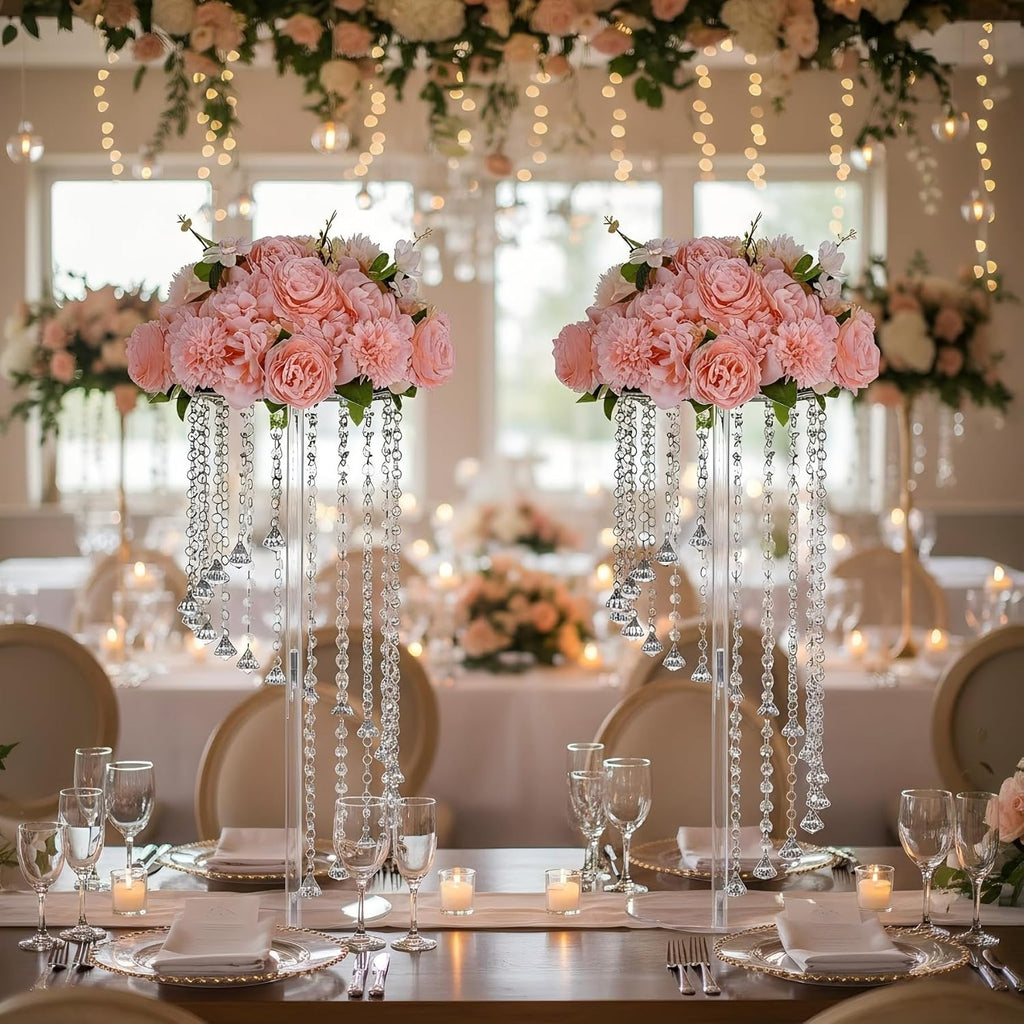 Wedding Centerpieces Decoration Flower Vase, Elegant Acrylic Crystal Stand -10 Pcs 23.6inch High Party Tables Decorations, Dining Table Chandelier Centerpiece Stands