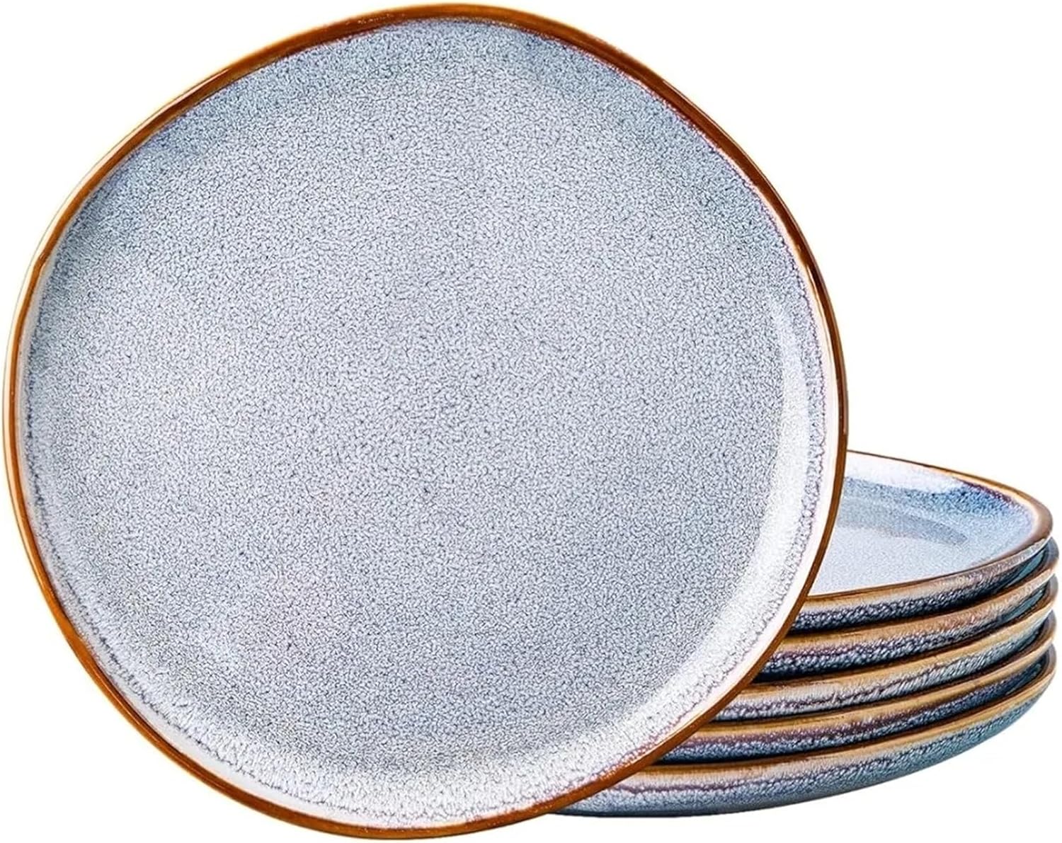 Handmade Reactive Glaze Stoneware Plates Dinnerware Dish Set Ceramic Dinner of 6