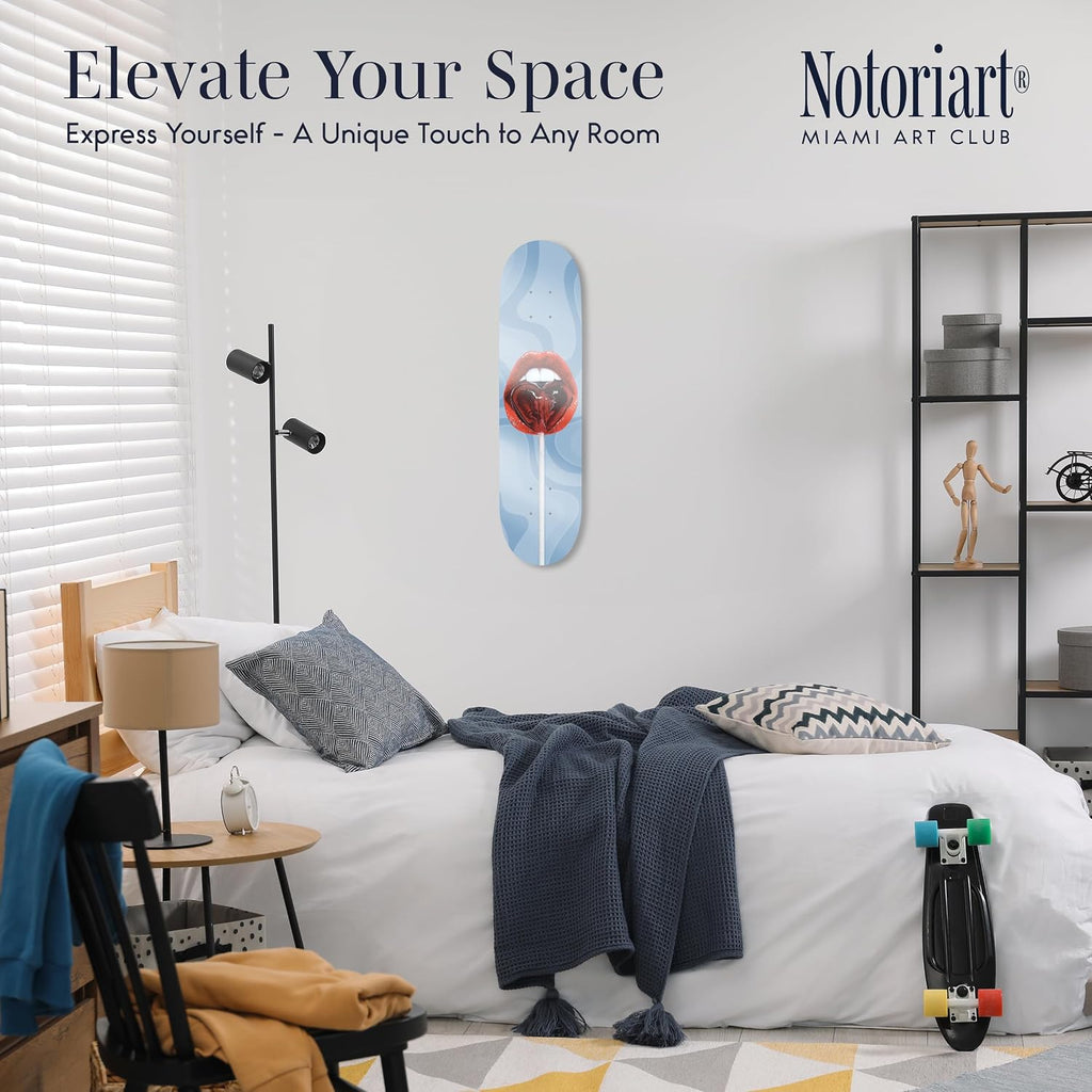 Trendy Pop Acrylic Wall Art Die-Cut Easy-to-Hang, 1 Panel 8' x 32', Lollipop Lips Skateboard