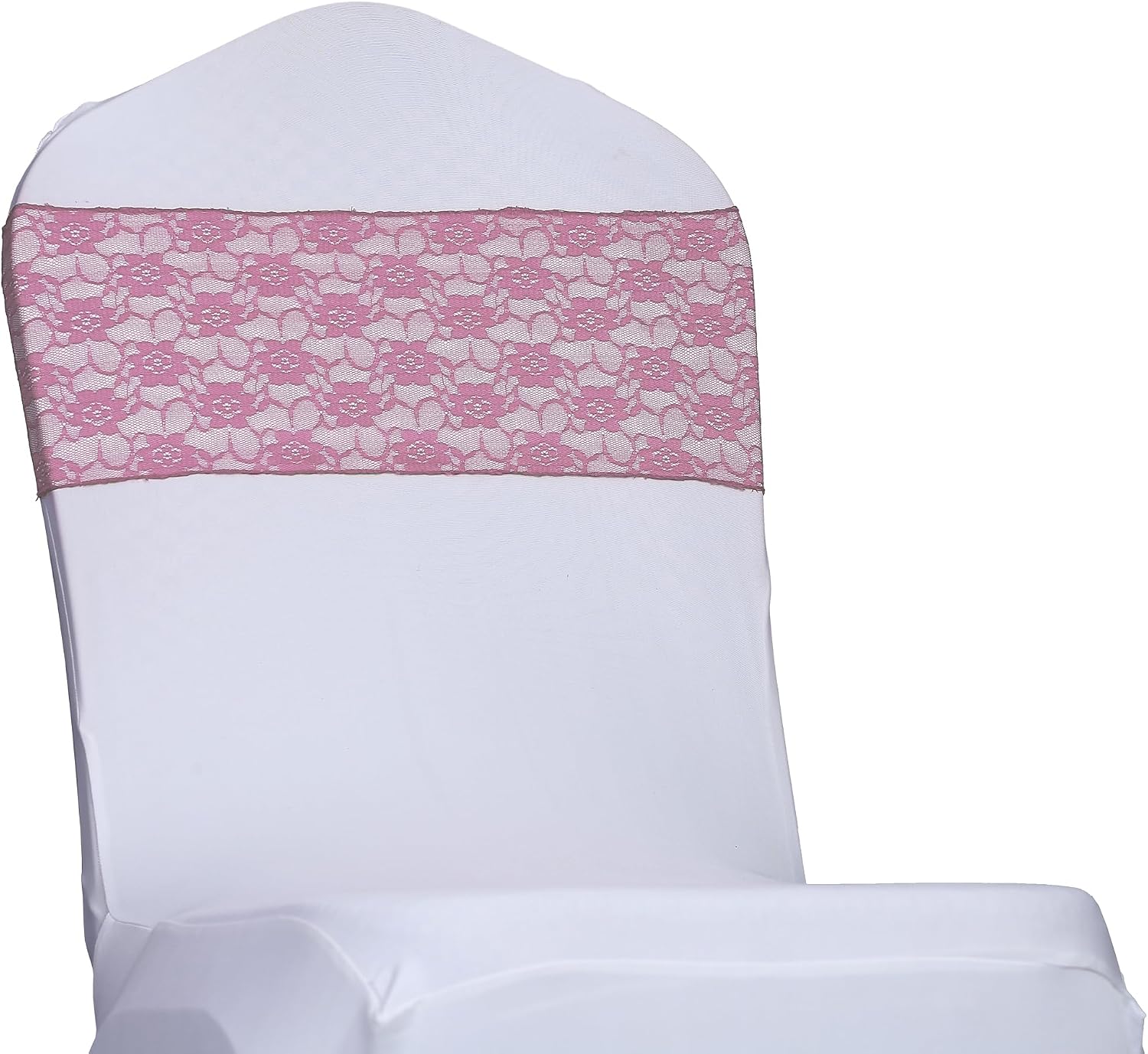MDS® Pack of 200 Lace Chair Sashes for Weddings, Decorative Floral Lace Chair Bows Bands for Banquet, Reception, Anniversary, Bridal Shower, Birthday, Party, Ceremony & Event Décor - Dusty Pink