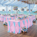Besutolife Blue Pink Tulle Tablecloth for Rectangle Tables 3 Sides for Wedding Birthday Party Baby Shower Cake Dessert Buffet Banquet Table Decorations 4ft 6Pack