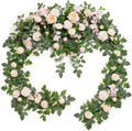 Ling's Moment 9FT Spring Flower Garland for Backdrop Decorations - Wedding Arch Flowers, Eucalyptus & Rose, Artificial Floral Garland for Mantel - Sweetheart Table Decor for Reception, Cream