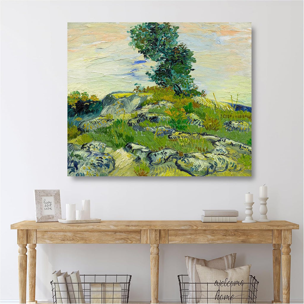 A&T ARTWORK The Rocks by Vincent Van Gogh. The World Classic Art Reproductions, Giclee Canvas Prints Wall Art for Home Decor,45x36x1.5 inches