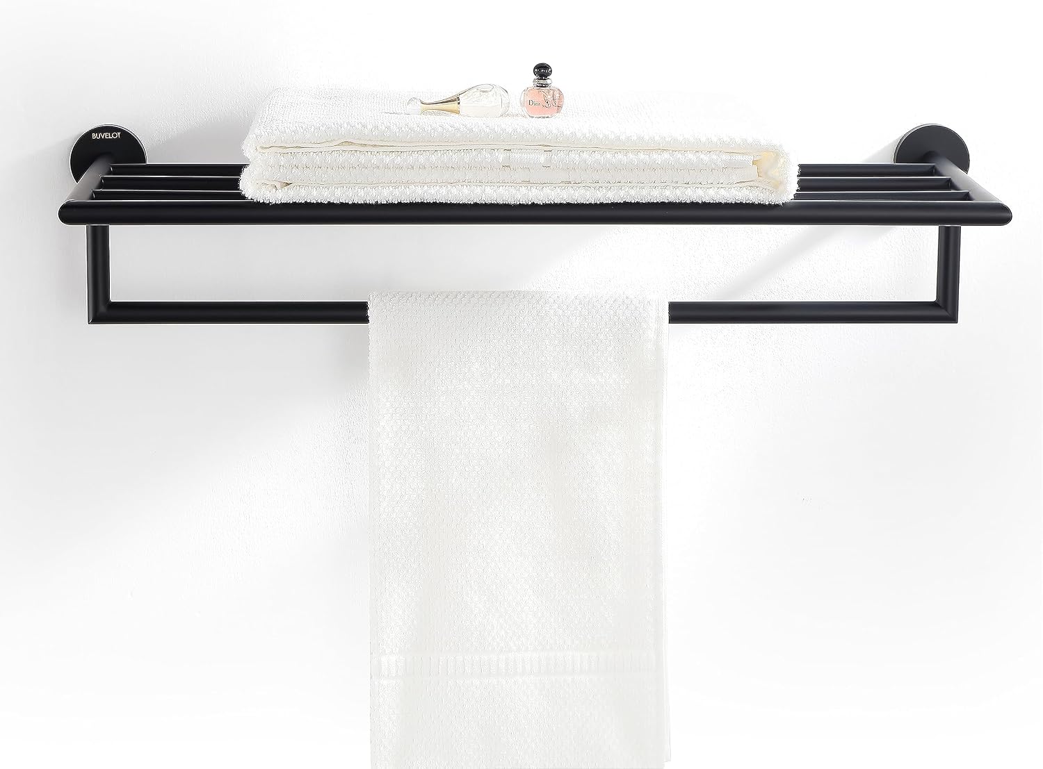 Towel Racks for Bathroom, Towel Shelf Matte Black, Wall Mounted Bath Towel Holder, Modern Hotel Style Towel Bar 26Inch, 077100-MB Leo Series