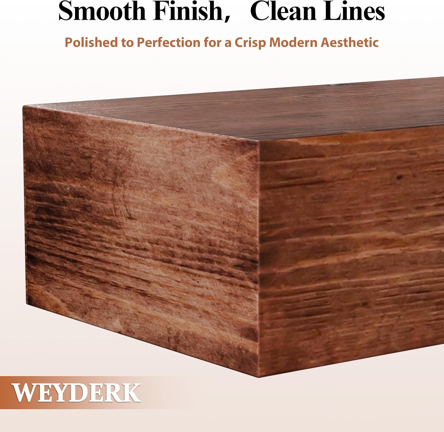 60 Inch Fireplace Mantel Shelf - 8' Deep Solid Wood Floating Mantel for Over Fireplace - 90LBS with Invisible Bracket - Handcrafted TV Decor for Livingroom & Bedroom - Rustic Walnut