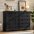 Joaxswe Farmhouse 6 Drawer Dresser for Bedroom Set of 2, 41' Tall Small Dressers & Chest of Drawers, Rustic Wood Dresser with Metal Handle, Storage Organizer Closet for Living Room, Hallway, Entryway