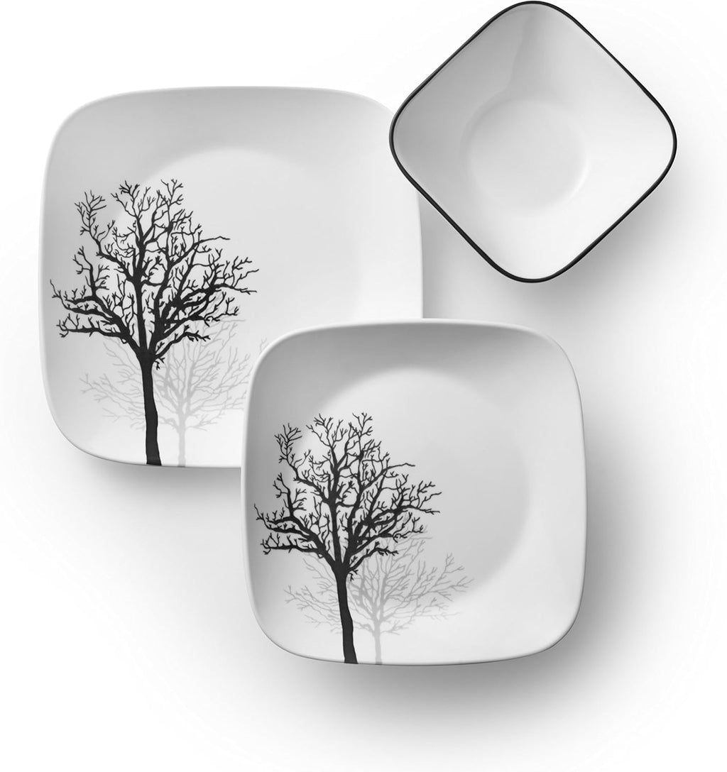 Corelle Vitrelle 18-Piece Service for 6 Dinnerware Set, Triple Layer Glass and Chip Resistant & Vitrelle 28-oz Soup/Cereal Bowls Set of 6, Chip & Crack Resistant Dinnerware Bowls