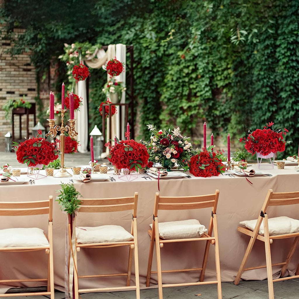 6pcs Wedding centerpieces for Tables 15.8' Red Artificial Flowers Rose Ball Arrangements Silk Flower Balls Floral for Wedding Christmas Party Table Home Decor (6, Red, 15.8'' Diam)